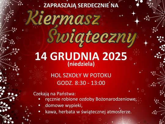 Kiermasz Świąteczny w Potoku Plakat promocji Kiermaszu Świątecznego