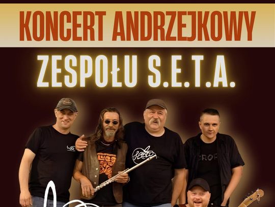 Koncert Andrzejkowy Zespołu S.E.T.A. Plakat promujący koncert Andrzejkowy zespołu S.E.T.A.