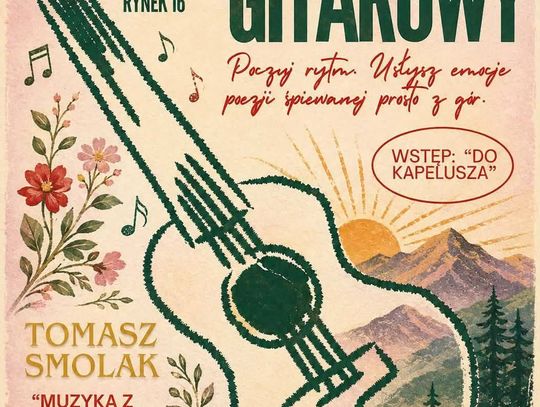 Plakat koncertu gitarowego Tomasza Smolaka w kawiarni Janko Muzykant w Dukli