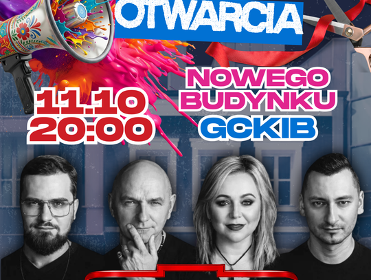 Plakat koncertu z okazji otwarcia nowego budynku GCKiB w Miejscu Piastowym z zespołem Lombard