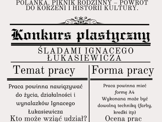 Konkurs plastyczny „Śladami Ignacego Łukasiewicza”