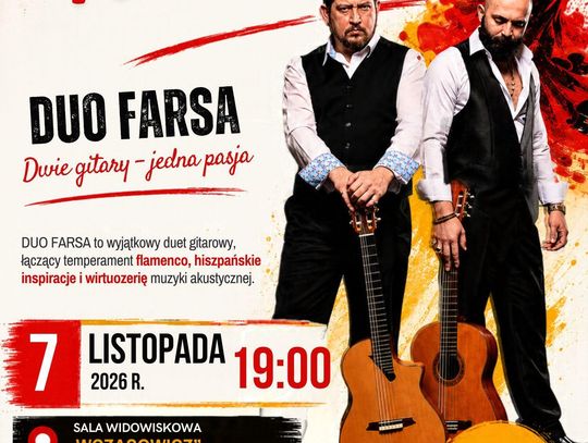 Plakat koncertu Magiczne Flamenco z zespołem Duo Farsa w Iwoniczu-Zdroju
