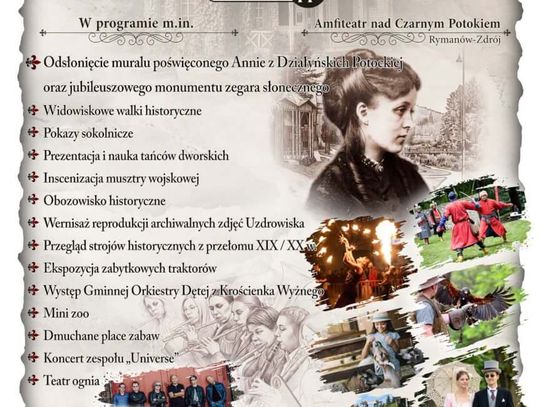 Plakat obchodów 150 lat Uzdrowiska Rymanów S.A. i 100 lat poświęcenia kościoła w Rymanowie-Zdroju