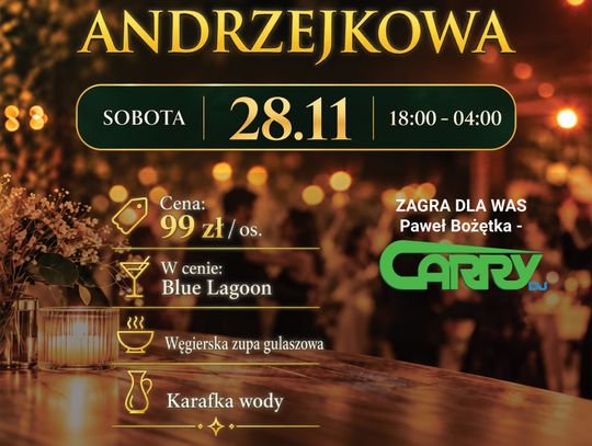 Plakat wydarzenia Potańcówka Andrzejkowa w Szklane Lniane w Korczynie
