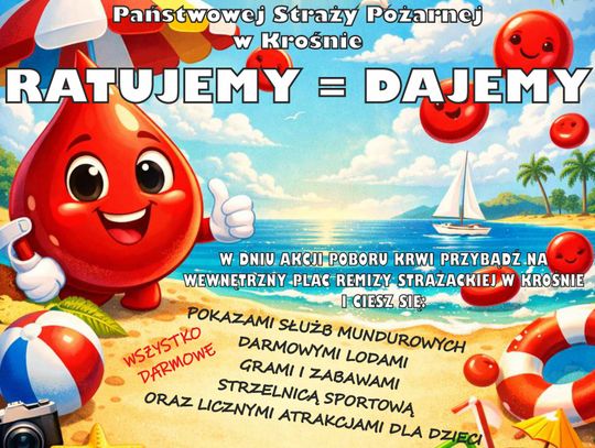 Plakat wydarzenia XI Wakacyjnej Akcji Poboru Krwi