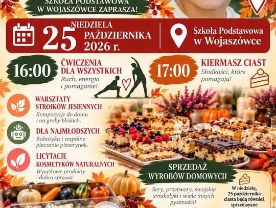 Plakat charytatywnego wydarzenia „Razem dla Mateusza” w Szkole Podstawowej w Wojaszówce