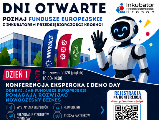 Samolot, roboty i Fundusze Europejskie. Dni Otwarte Inkubatora Przedsiębiorczości Krosno