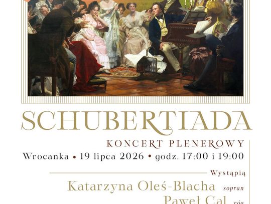Plakat wydarzenia Schubertiada – koncert plenerowy we Wrocance 19 lipca 2026
