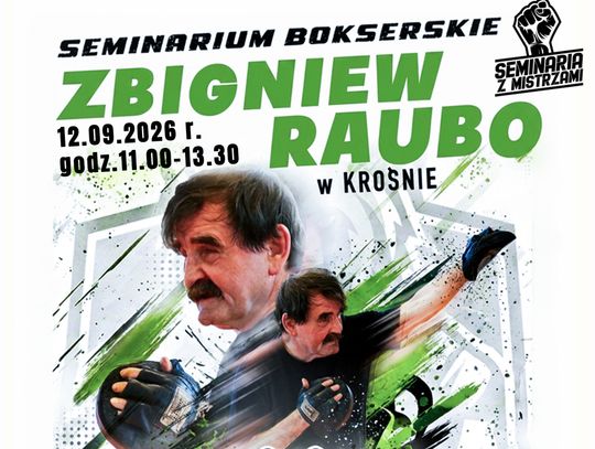 Plakat seminarium bokserskiego Zbigniewa Raubo w Krośnie