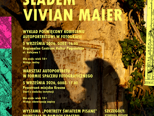 Plakat wydarzenia Śladem Vivian Maier w Krośnie