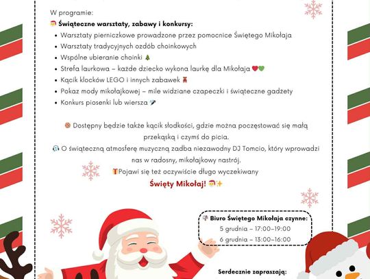 Plakat wydarzenia z Świętym Mikołajem