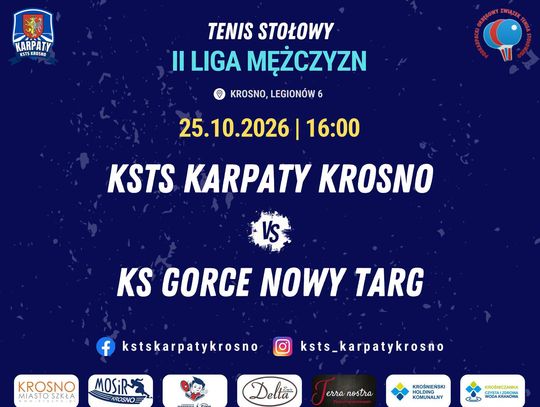 Tenis stołowy. KSTS Karpaty Krosno - KS Gorce Nowy Targ