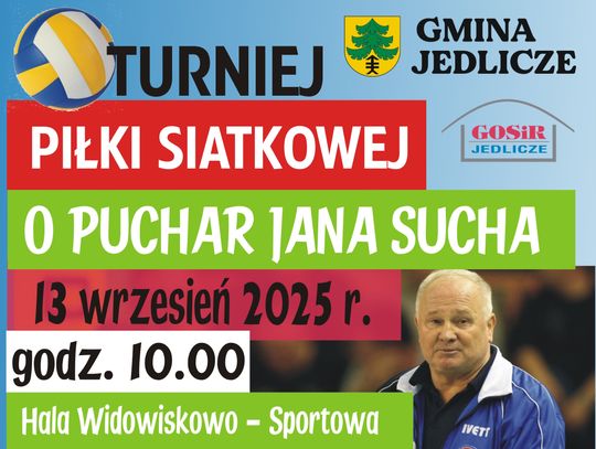 Turniej Piłki Siatkowej o Puchar Jana Sucha Plakat turnieju piłki siatkowej