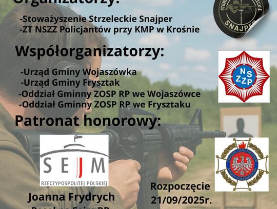 Turniej Strzelecki MDP z gminy Wojaszówka oraz Frysztak Plakat promujący Turniej Strzelecki MDP