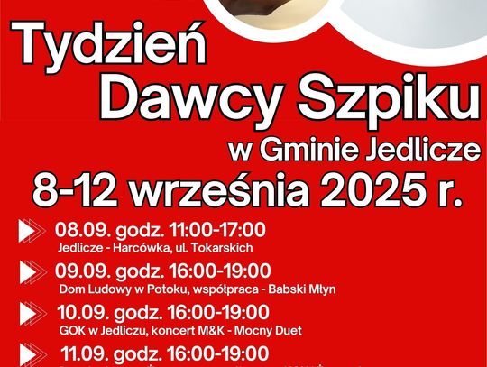 Tydzień Dawcy Szpiku w Gminie Jedlicze plakat wydarzenia Tydzień Dawcy Szpiku