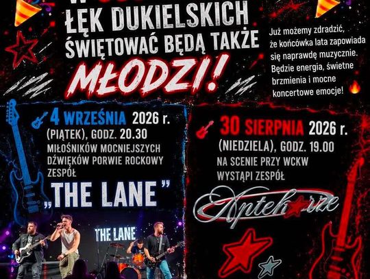 Plakat promujący koncerty z okazji 660-lecia Łęk Dukielskich