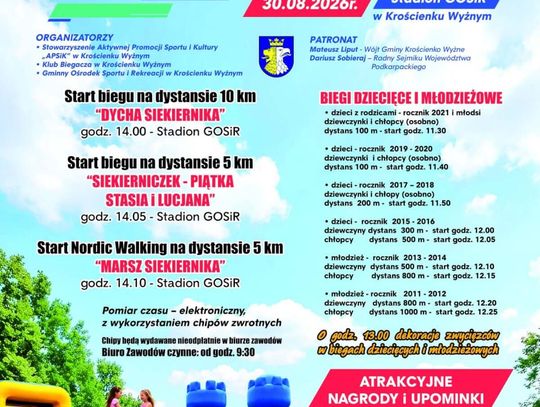 Plakat jubileuszowego biegu Dycha Siekiernika w Krościenku Wyżnym