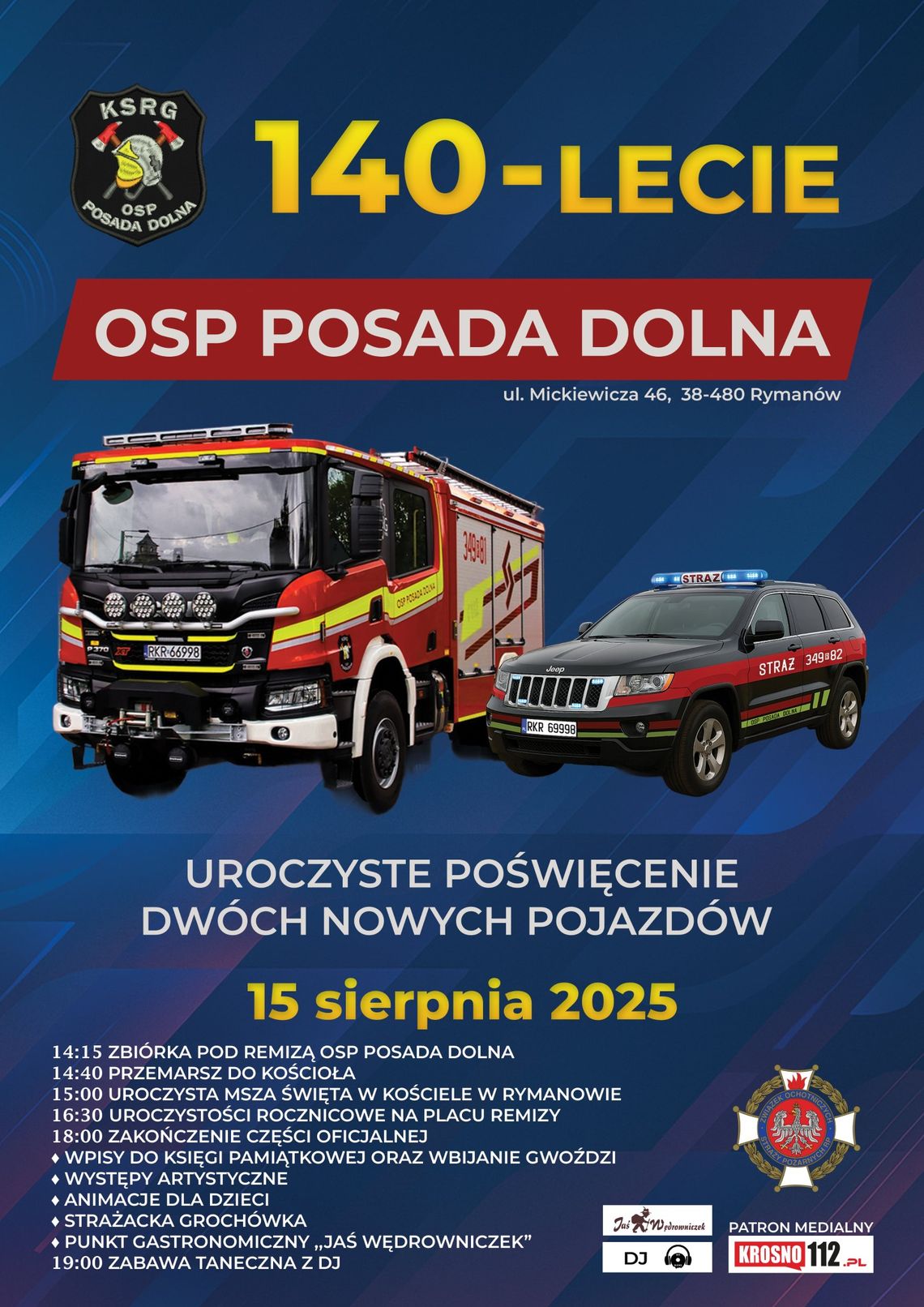140-lecie istnienia OSP w Posadzie Dolnej i poświęcenie nowych pojazdów