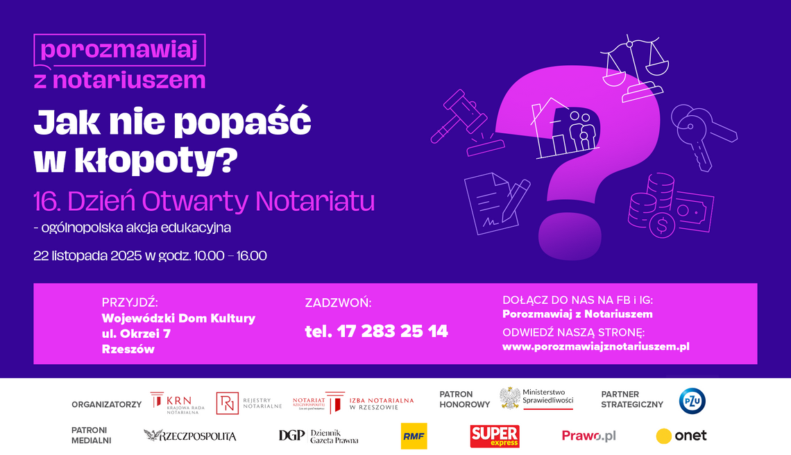 16. Dzień Otwarty Notariatu w Krośnie - uzyskaj bezpłatne informacje prawne