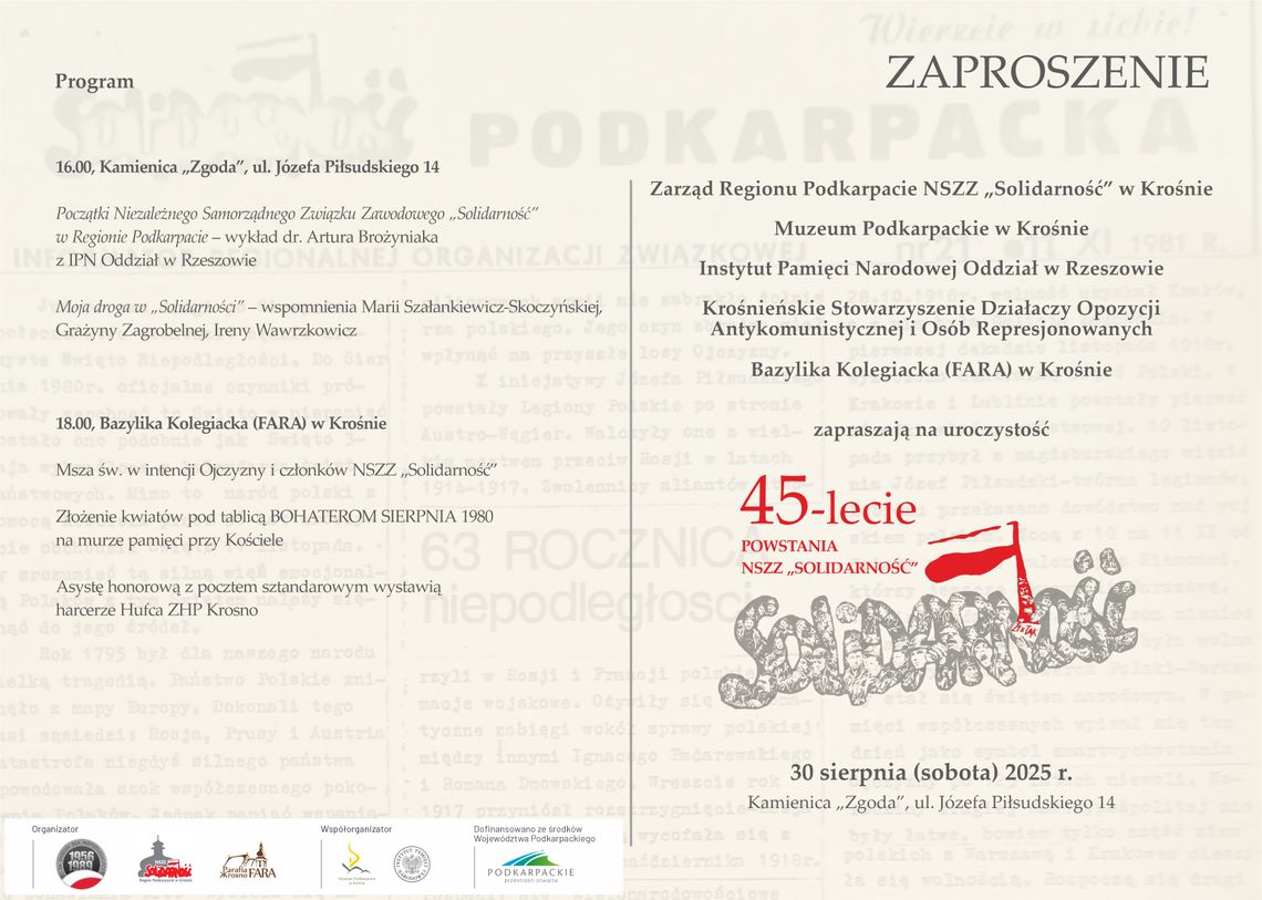 45-lecie powstania NSZZ "Solidarność"