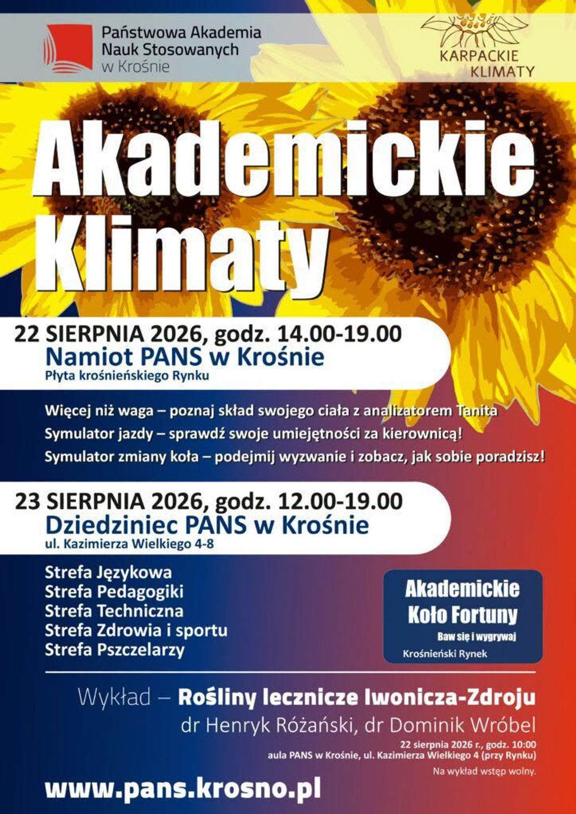 Akademickie Klimaty Plakat wydarzenia Akademickie Klimaty organizowanego przez Państwową Akademię Nauk Stosowanych w Krośnie