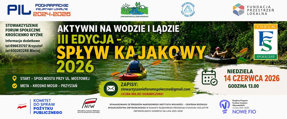 Aktywni na wodzie i lądzie III edycja - Spływ kajakowy 2026