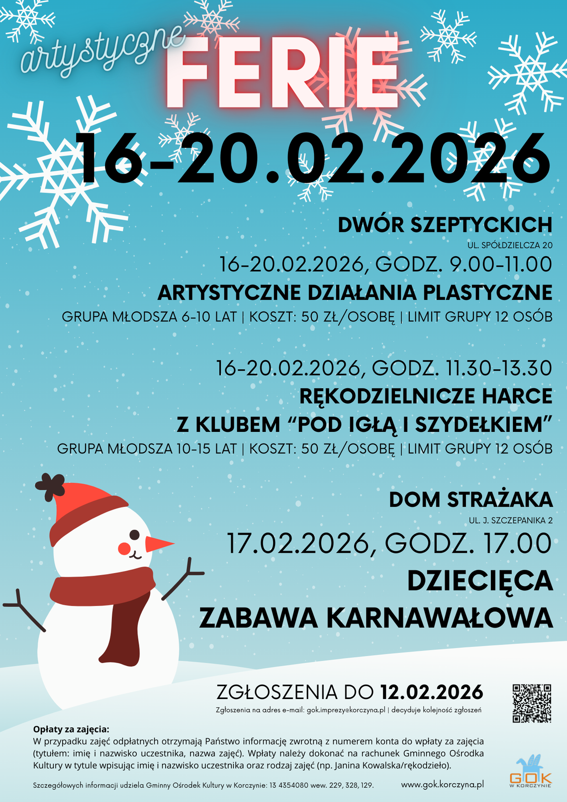 Artystyczne ferie z Gminnym Ośrodkiem Kultury w Korczynie