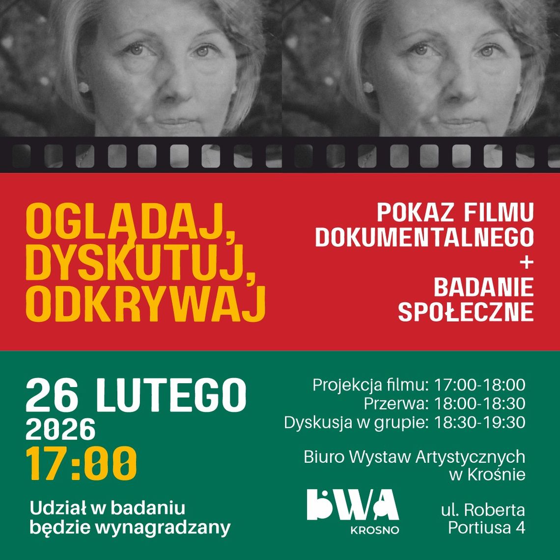 Bezpłatny pokaz filmu i badanie społeczne w BWA