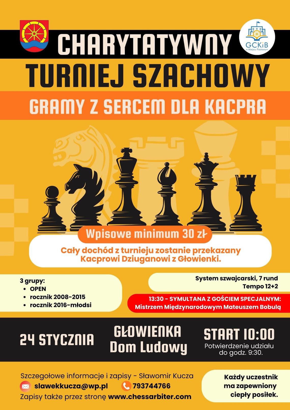 Charytatywny turniej szachowy "Gramy z sercem dla Kacpra” Charytatywny turniej szachowy "Gramy z sercem dla Kacpra”