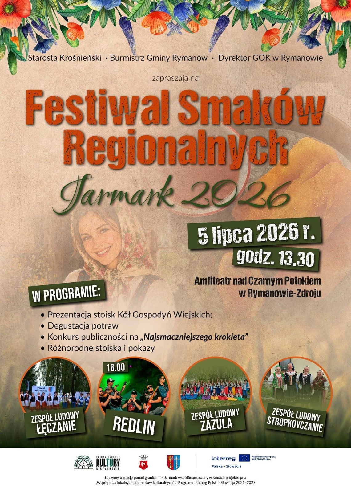 Plakat wydarzenia Festiwal Smaków Regionalnych Jarmark 2026 w Rymanowie-Zdroju