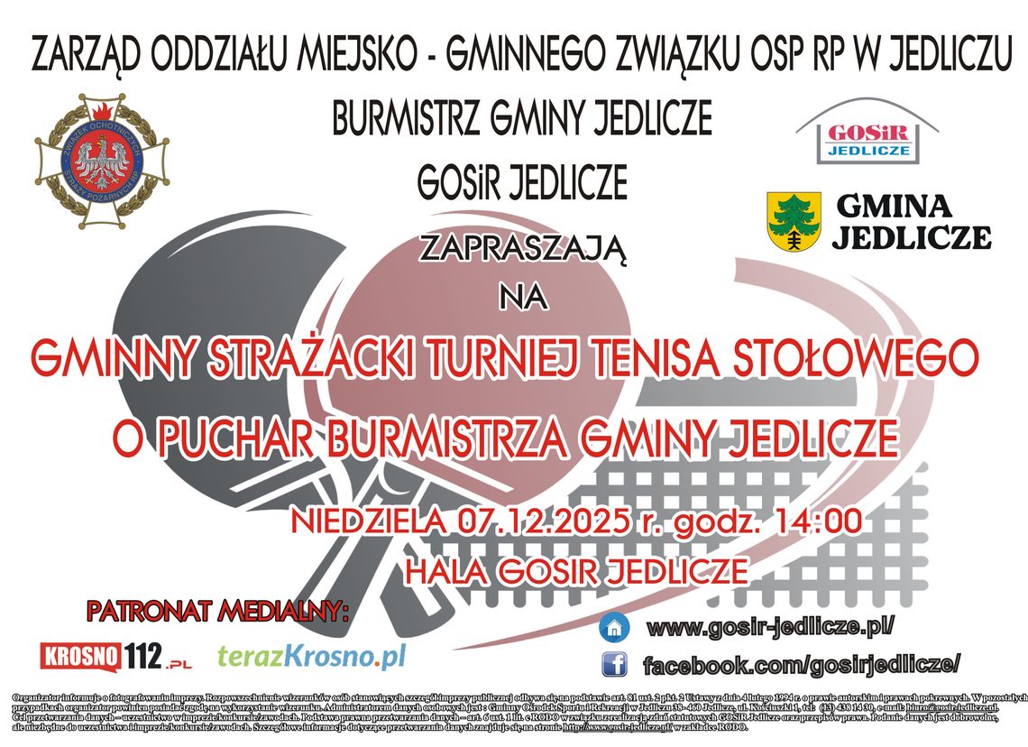 Gminny Strażacki Turniej Tenisa Stołowego o Puchar Burmistrza Gminy Jedlicze