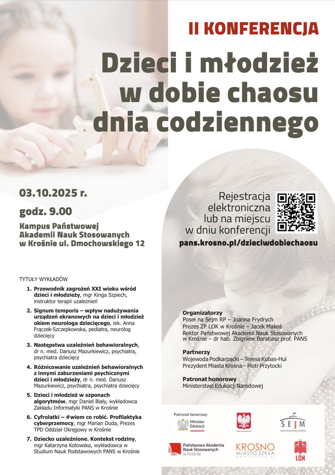 Plakat konferencji II Konferencja Dzieci i młodzież w dobie chaosu dnia codziennego