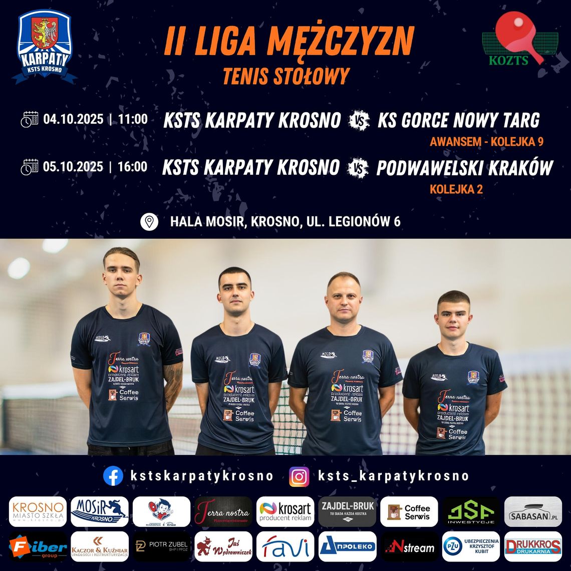 Plakat promujący II Ligę Mężczyzn w tenisie stołowym