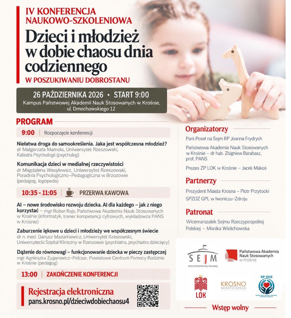 Plakat IV Konferencji Naukowo-Szkoleniowej o dzieciach i młodzieży w Krośnie