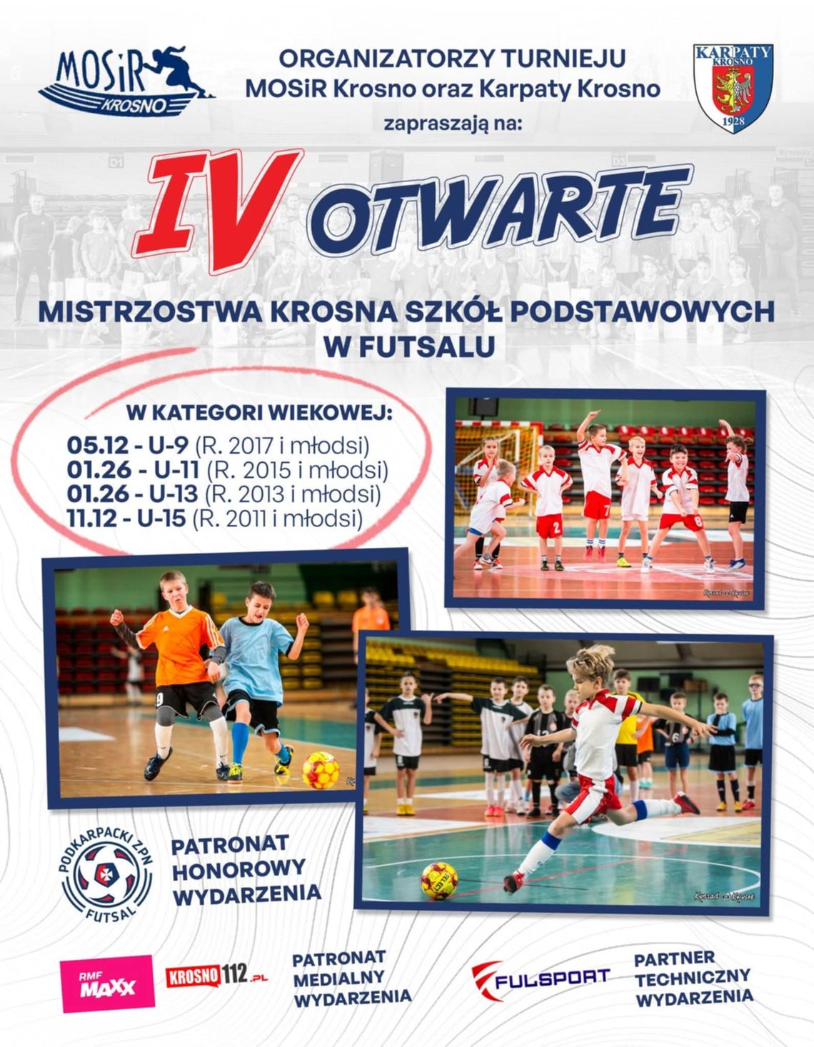 Plakat wydarzenia - IV Otwarte Mistrzostwa Krosna Szkół Podstawowych w Futsalu