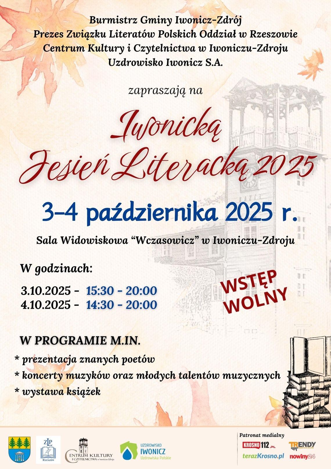 Plakat wydarzenia Iwonicka Jesień Literacka 2025