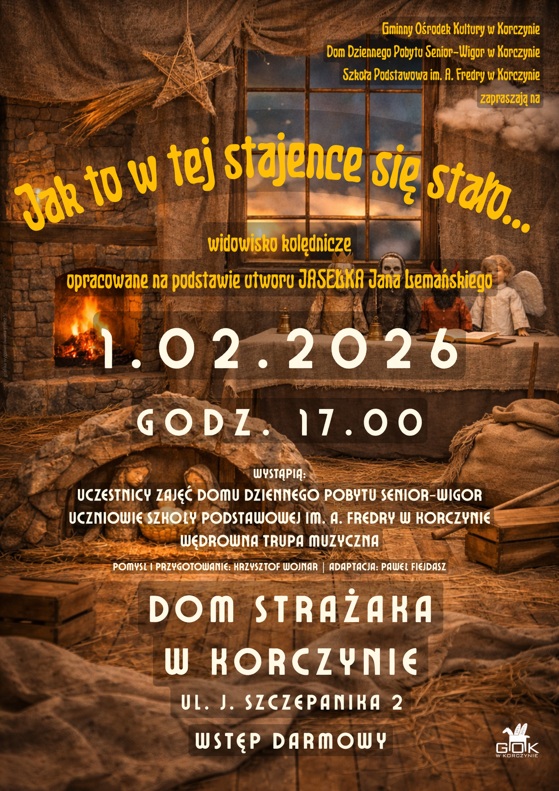 „Jak to w tej stajence się stało…” – zaproszenie na widowisko kolędnicze w Korczynie