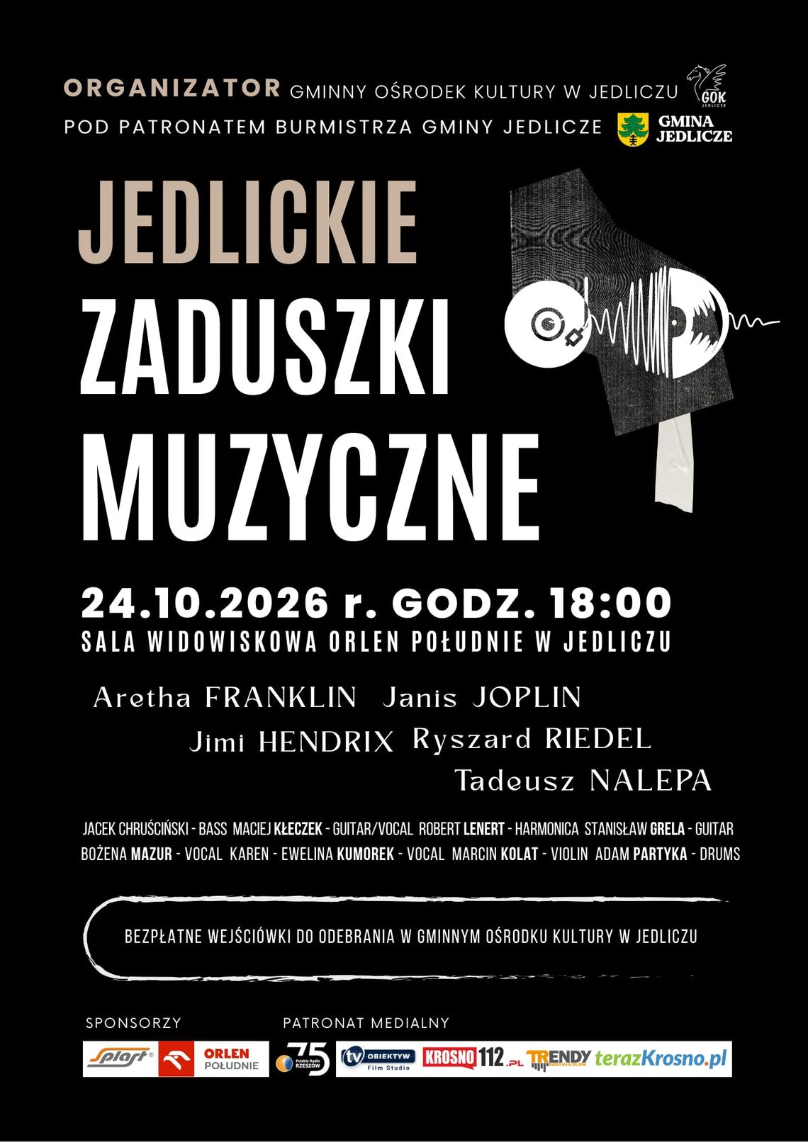 Plakat wydarzenia Jedlickie Zaduszki Muzyczne w Jedliczu 24 października 2026 o godzinie 18:00