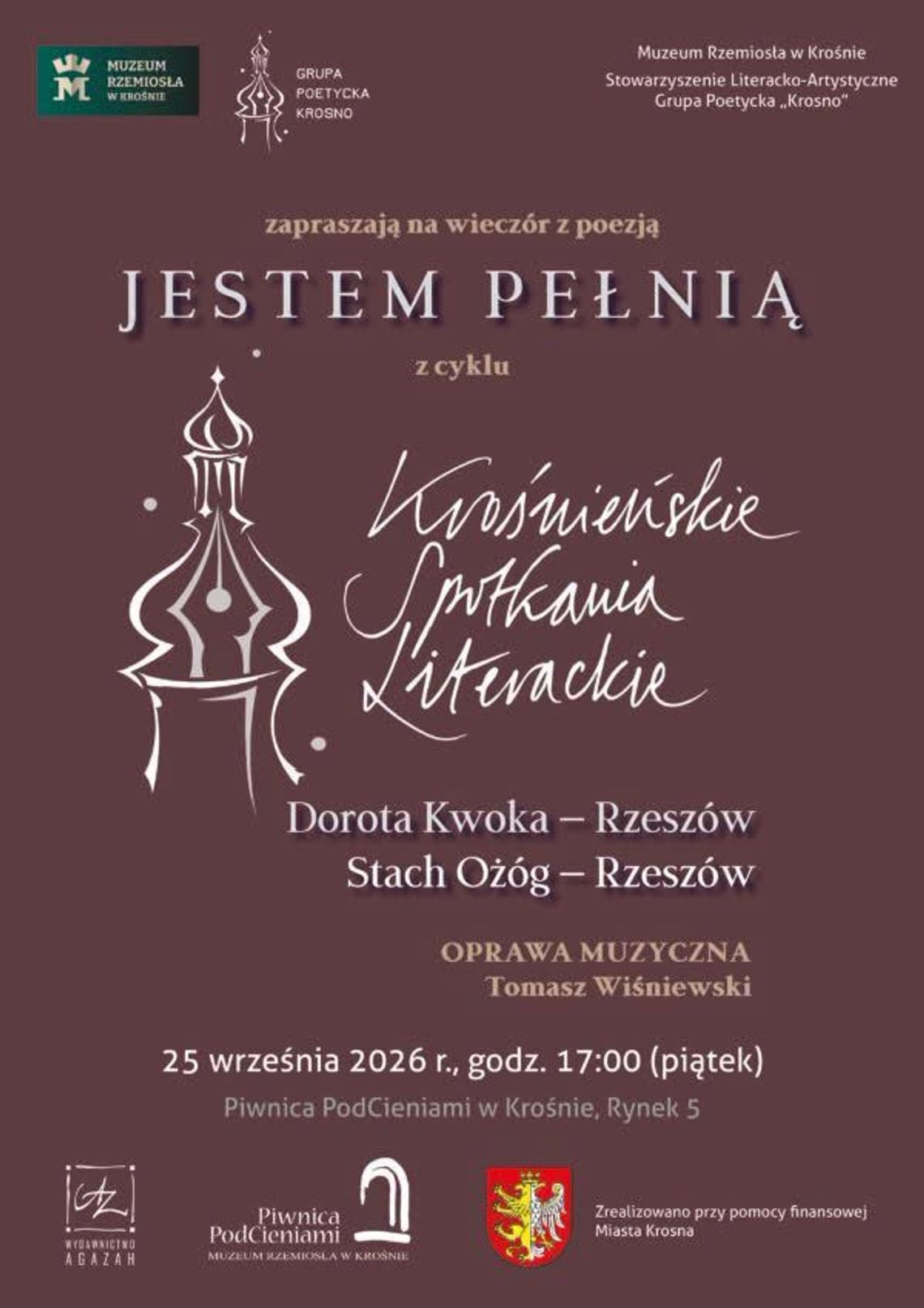 Plakat wydarzenia poetyckiego „Jestem Pełnią” w Krośnie