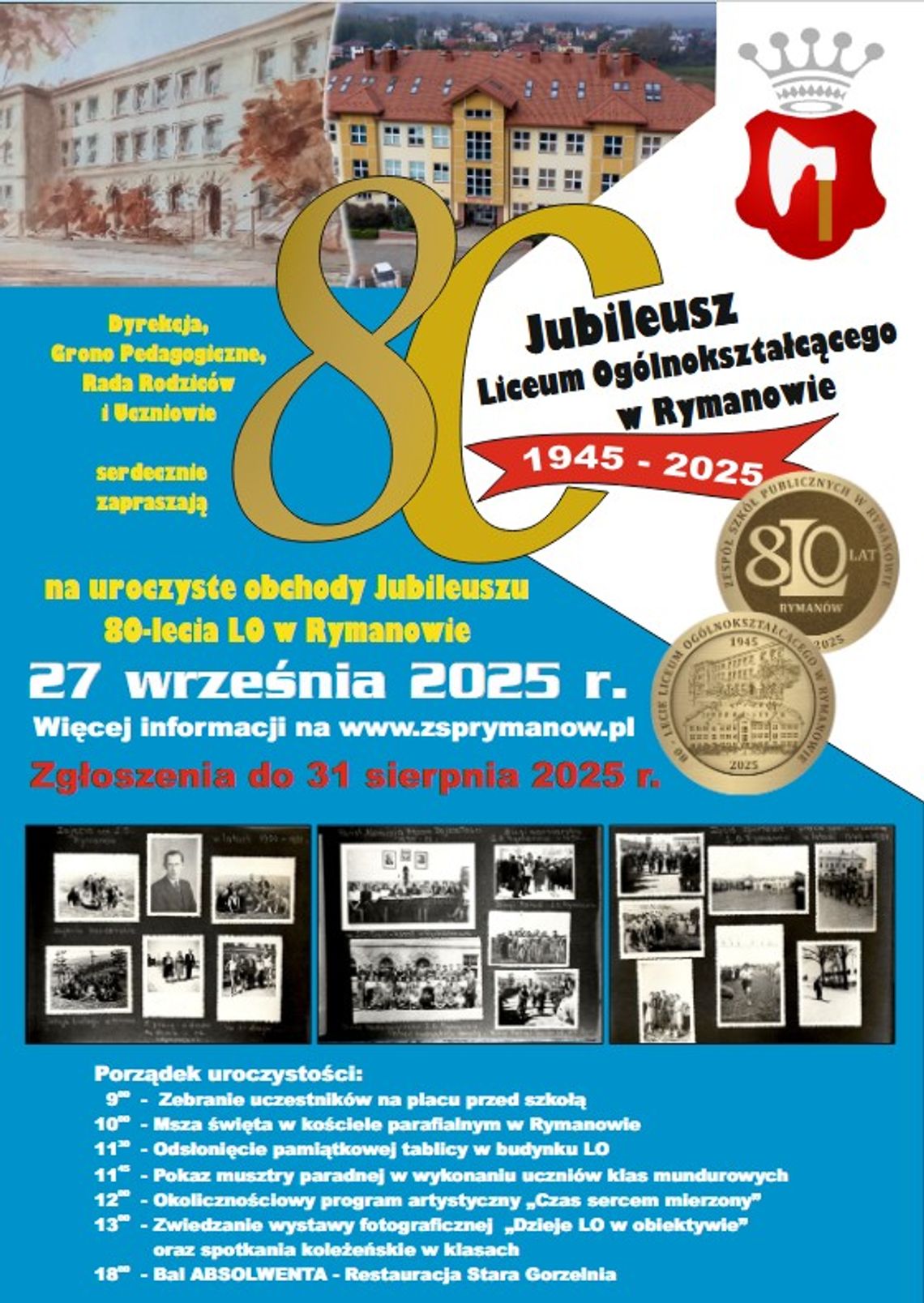 Plakat jubileuszowy Liceum Ogólnokształcącego w Rymanowie