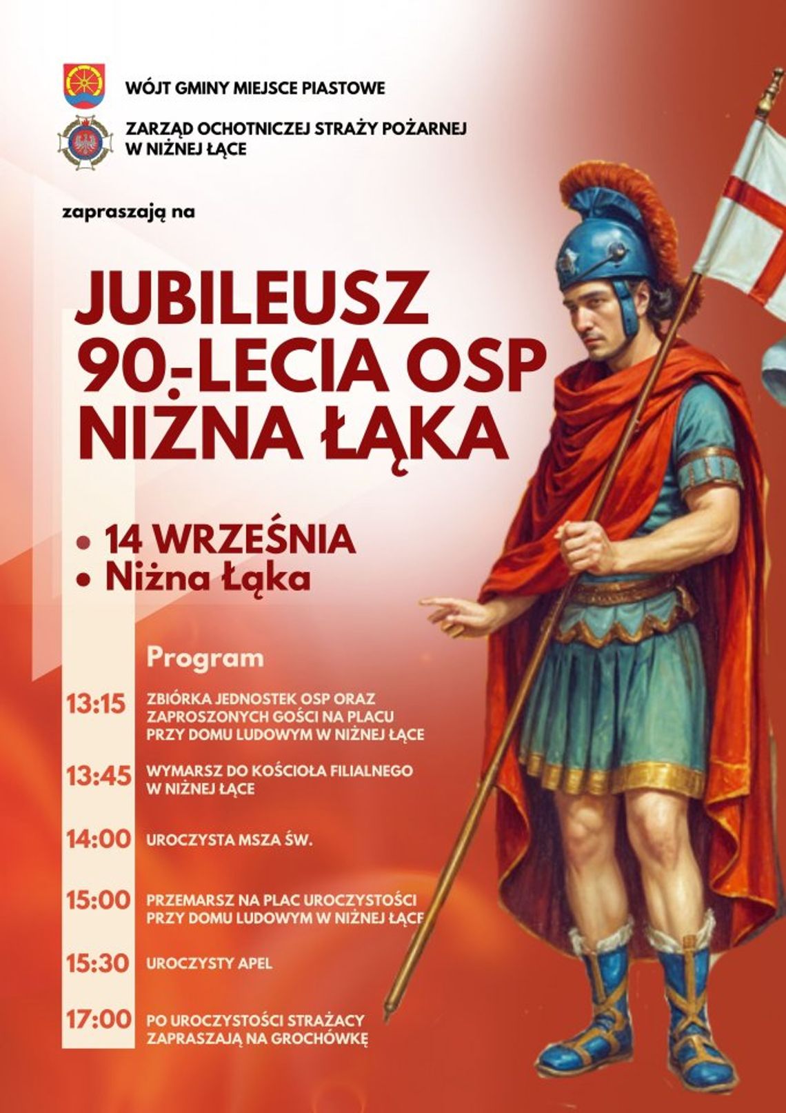 Plakat zapraszający na jubileusz OSP Niżna Łąka