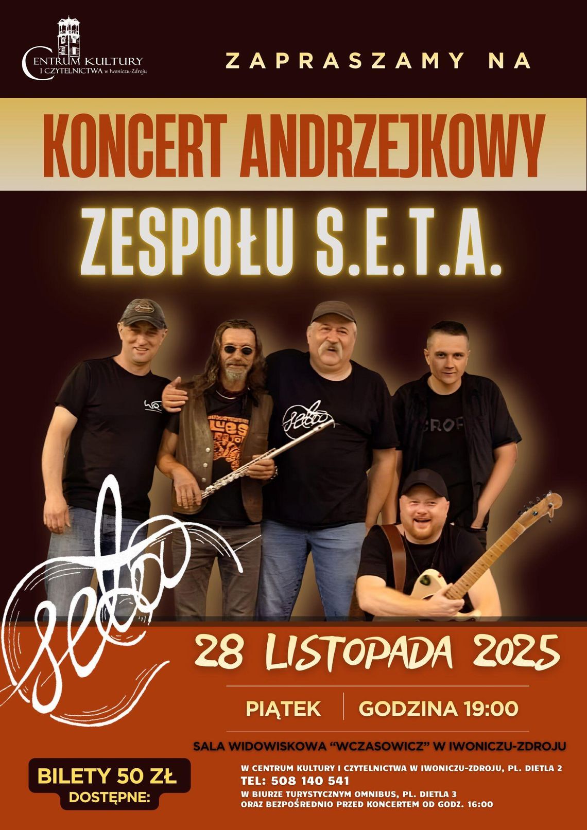 Plakat promujący koncert Andrzejkowy zespołu S.E.T.A.