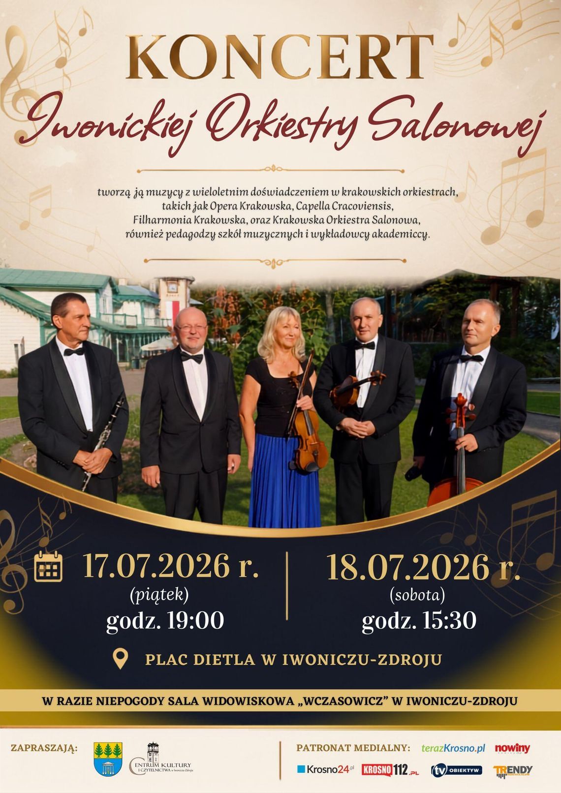 Koncert Iwonickiej Orkiestry Salonowej Plakat koncertu Iwonickiej Orkiestry Salonowej w Iwoniczu-Zdroju