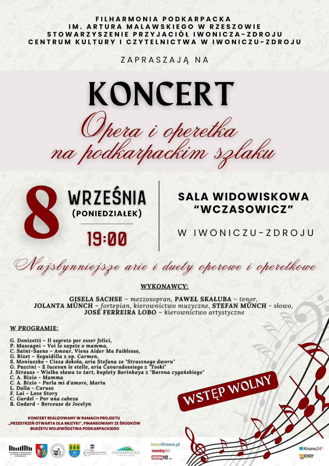 Koncert Opera i operetka na podkarpackim szlaku Plakat koncertu Opera i operetka na podkarpackim szlaku