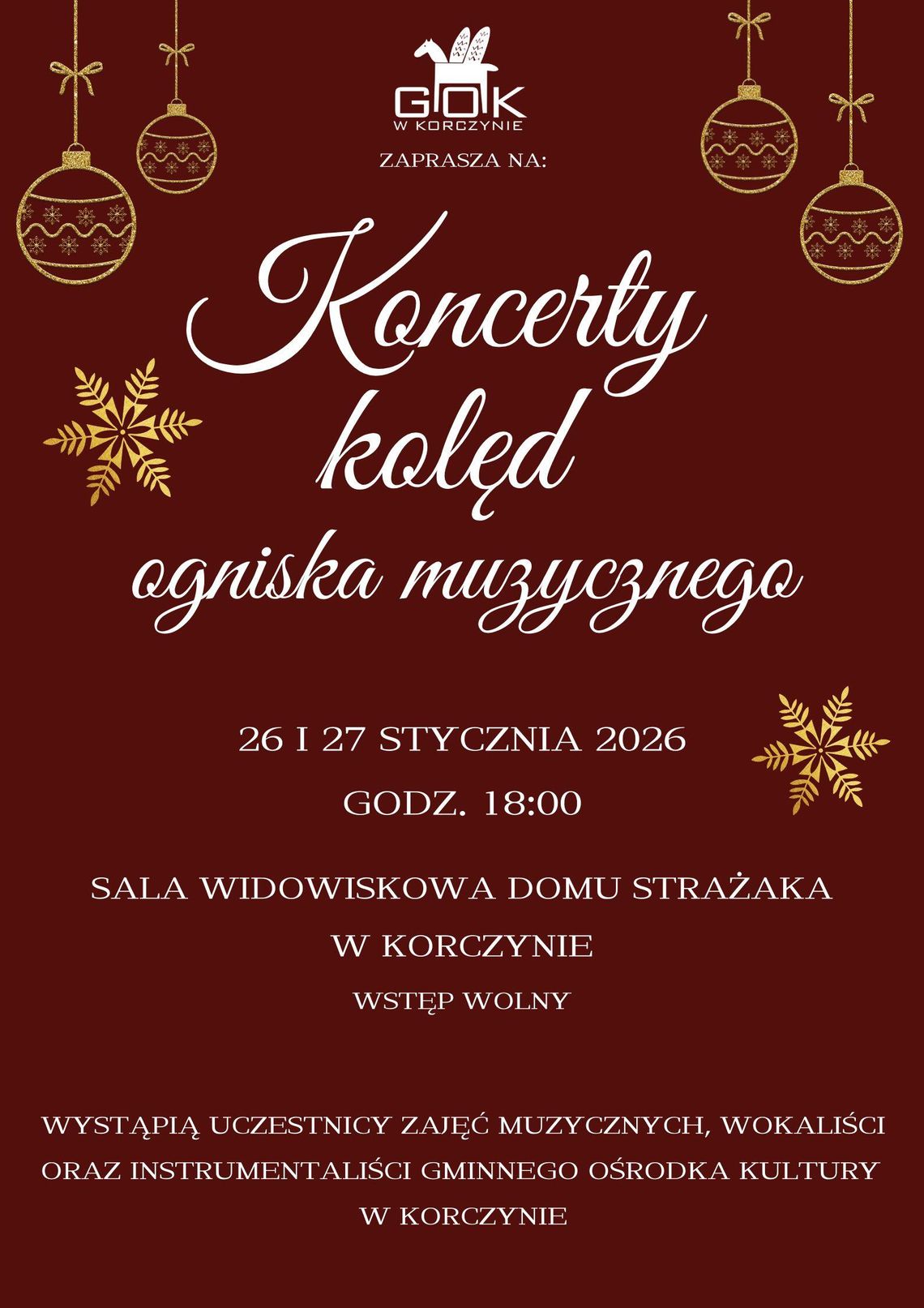 Koncerty Kolęd Ogniska Muzycznego w Korczynie