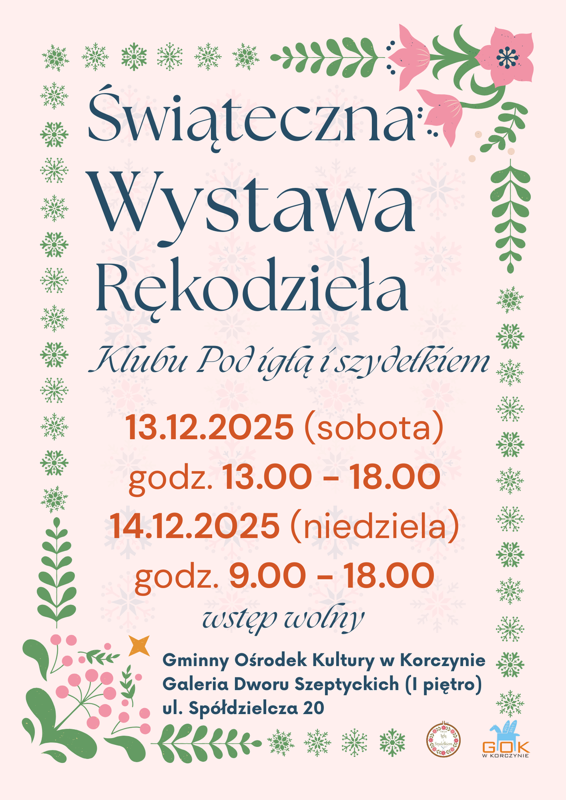 Plakat promujący Świąteczną Wystawę Rękodzieła