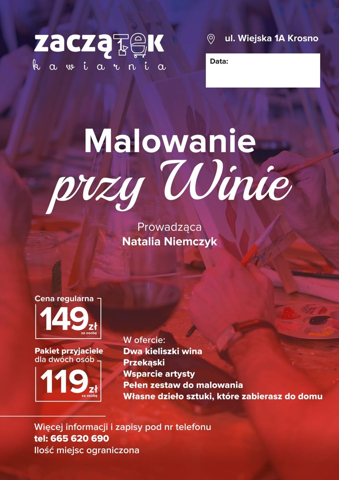 Malowanie przy Winie w Kawiarni Zaczątek