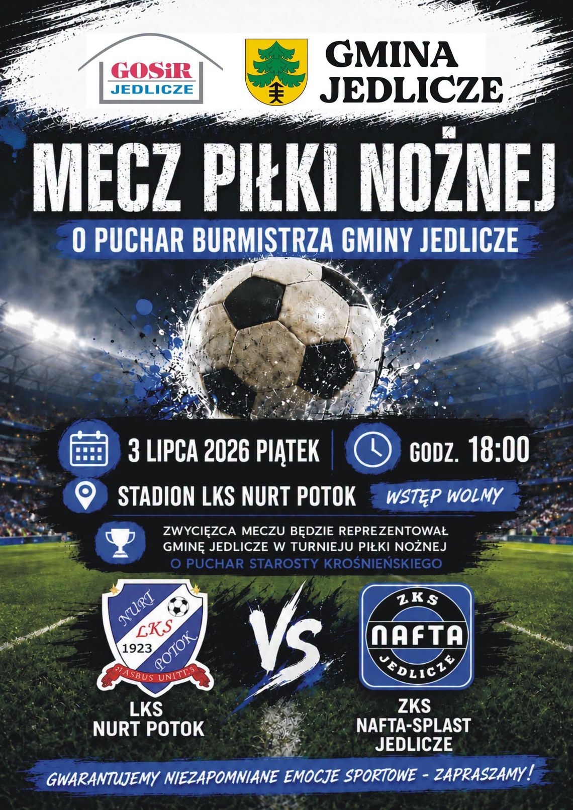 Mecz piłki nożnej o Puchar Burmistrza Gminy Jedlicze