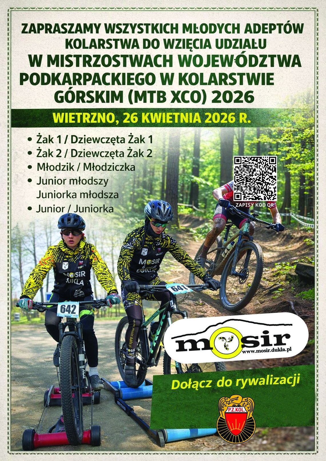 Plakat Mistrzostw Podkarpackiego w Kolarstwie Górskim 26 kwietnia 2026