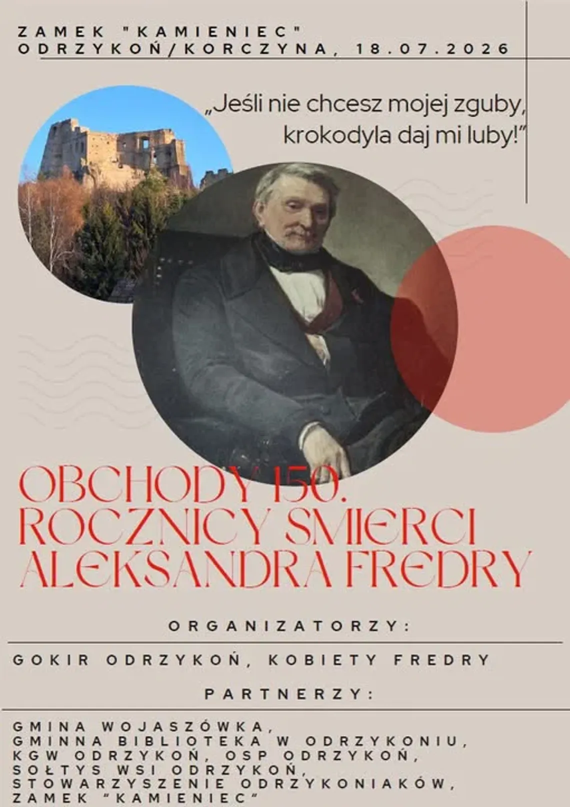 Obchody 150. rocznicy śmierci Aleksandra Fredry Obchody 150. rocznicy śmierci Aleksandra Fredry